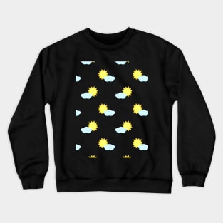 Sun and Clouds Pattern 2 in Black Crewneck Sweatshirt